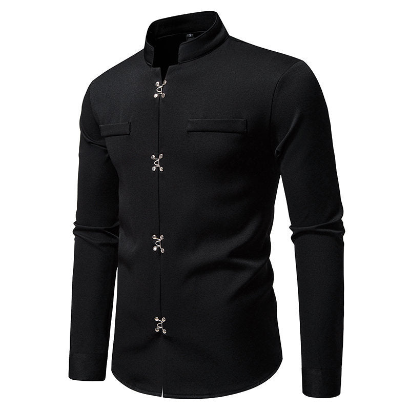 Herren Hemd mit asiatischem Knopfdesign Nord Taschen