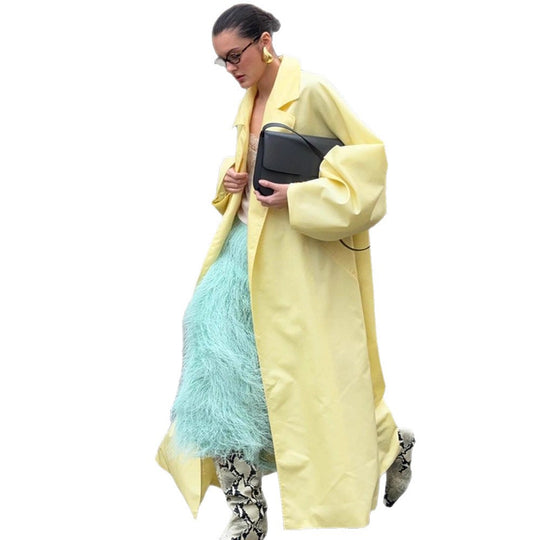 Damen Maxilanger Oversize-Mantel im Cocoon-Schnitt mit verdeckter Knopfleiste Nord Taschen