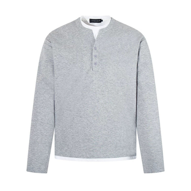 Herren Langärmeliges Henley-Layer-Shirt mit kontrastierendem Innenkragen und modernem Regular-Fit Nord Taschen