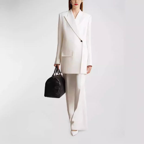 Damen Minimalistischer Longblazer mit asymmetrischer Ein‑Knopf‑Front und cleanem Longline‑Schnitt Nord Taschen