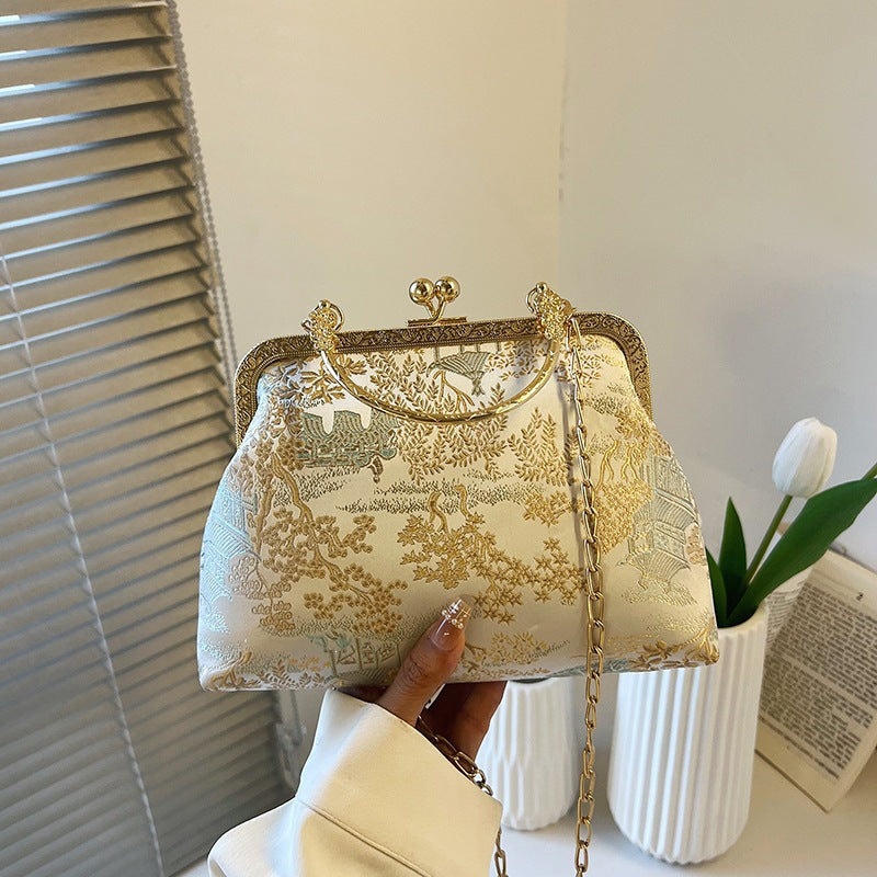 Damen elegante Abendtasche mit goldener Verzierung Nord Taschen