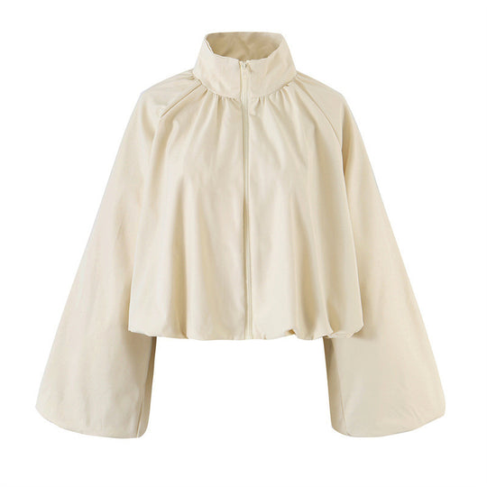 Damen Cropped Cape‑Blousonjacke mit weitem Glockenärmel und Stehkragen Nord Taschen