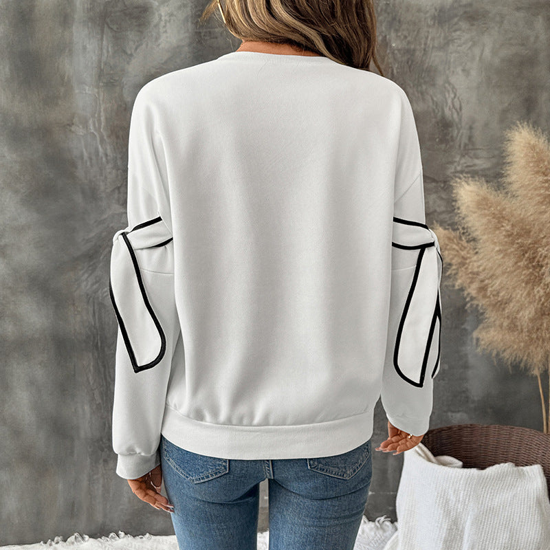 Damen Oversize-Sweatshirt mit Schleifenärmeln und Kontrastpaspel Nord Taschen
