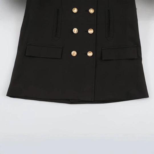 Damen Doppelreihige Kurzjacke mit Kunstfellärmeln Nord Taschen