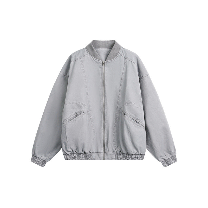 Unisex Kurz geschnittene Boxy‑Bomberjacke aus Baumwollmix mit Reißverschluss und elastischem Saum Nord Taschen