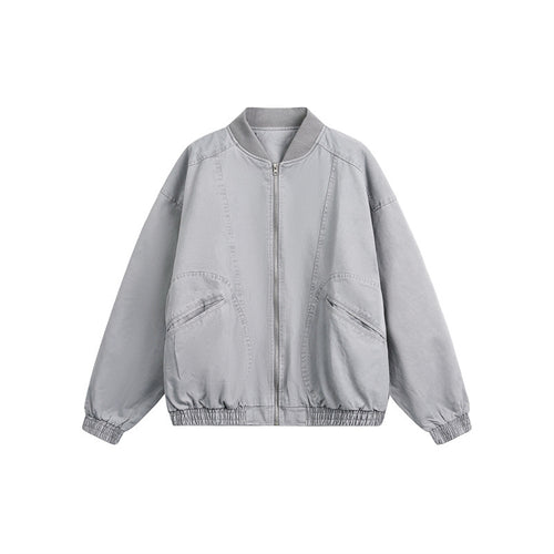 Unisex Kurz geschnittene Boxy‑Bomberjacke aus Baumwollmix mit Reißverschluss und elastischem Saum Nord Taschen