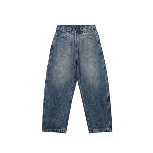 Damen Hochtaillierte Straight-Jeans im Retro-Workwear-Stil mit geradem Bein Nord Taschen