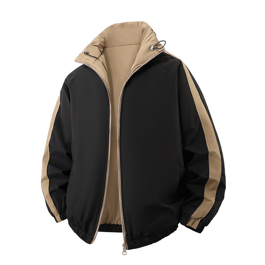 Herren Kurz geschnittene Thermo-Pufferjacke mit hohem, verstellbarem Stehkragen und kontrastierter Innenfütterung Nord Taschen