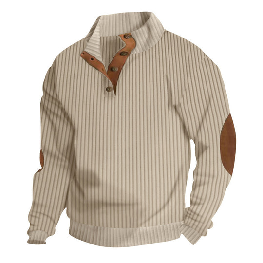 Herren Grobstrick-Troyer mit Zopfmuster, Stehkragen und Leder-Ellbogenpatches Nord Taschen