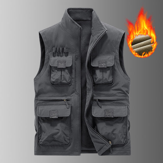 Herren Multifunktionale Utility‑Weste mit Fleecefutter & Mehrfach‑Taschen Nord Taschen