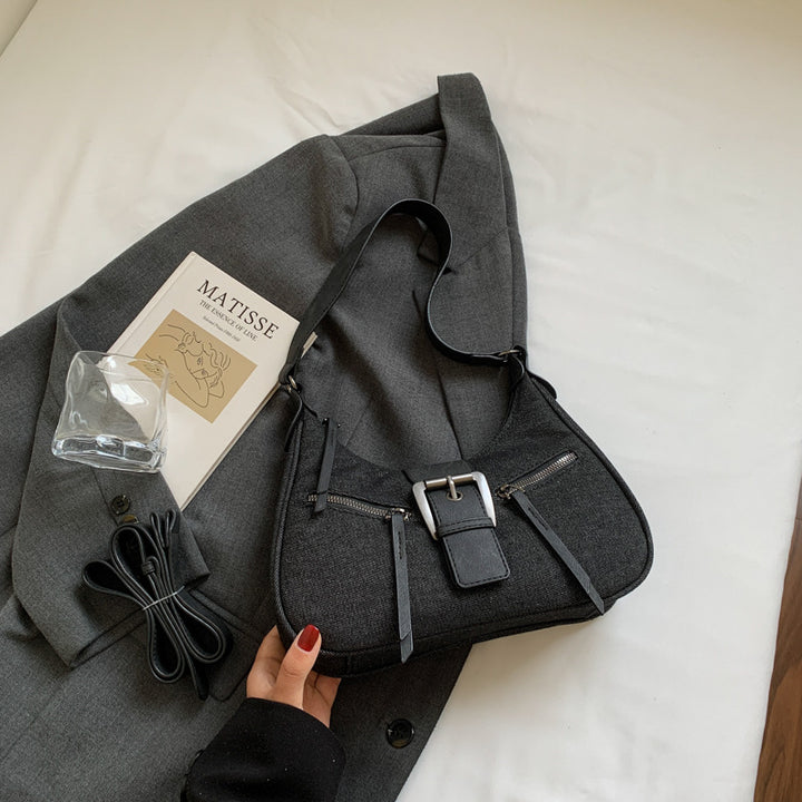 Damen Schultertasche mit modischem Reißverschluss-Detail Nord Taschen