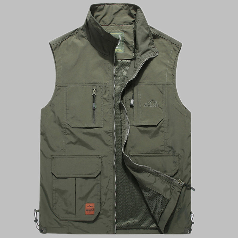 Herren multifunktionale Outdoor‑Utility‑Weste mit Reißverschluss, Mehrfachtaschen und atmungsaktivem Meshfutter Nord Taschen