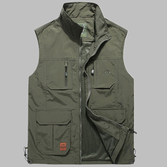 Herren multifunktionale Outdoor‑Utility‑Weste mit Reißverschluss, Mehrfachtaschen und atmungsaktivem Meshfutter Nord Taschen