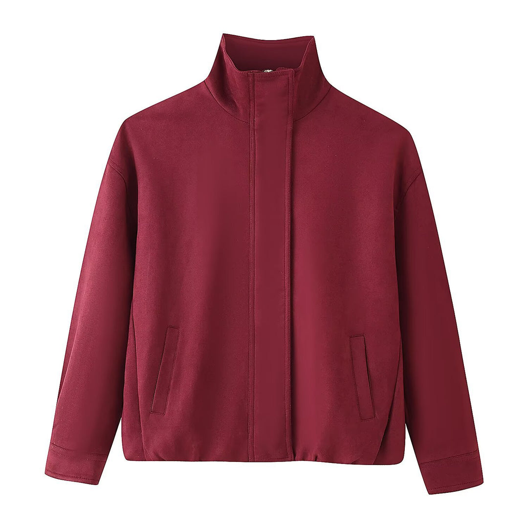 Damen Boxy-Kurzjacke mit hohem Funnelkragen und verdeckter Reißverschlussleiste Nord Taschen