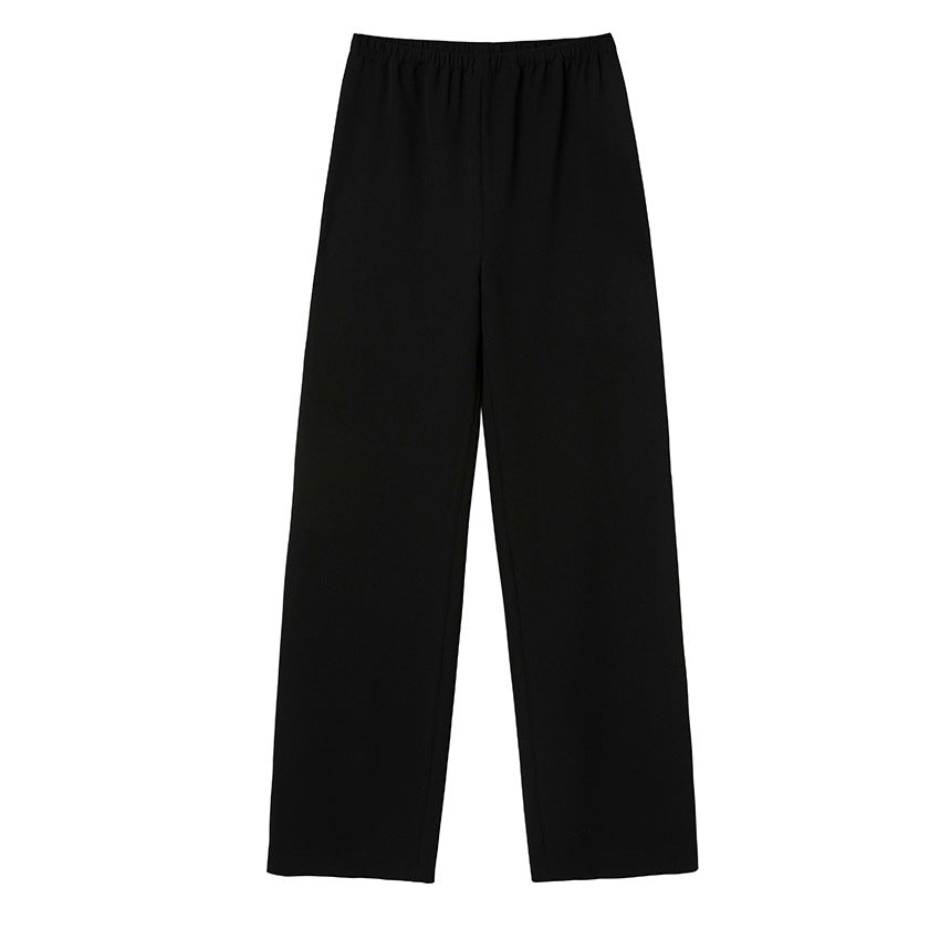 Damen High-Waist Hose mit elastischem Bund, weitem Bein und weich fließender Baumwollmischung Nord Taschen