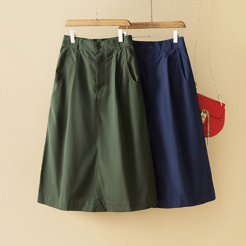 Damen Taillenhoher Midirock mit Eingrifftaschen, mittiger Naht und A‑Linie Nord Taschen