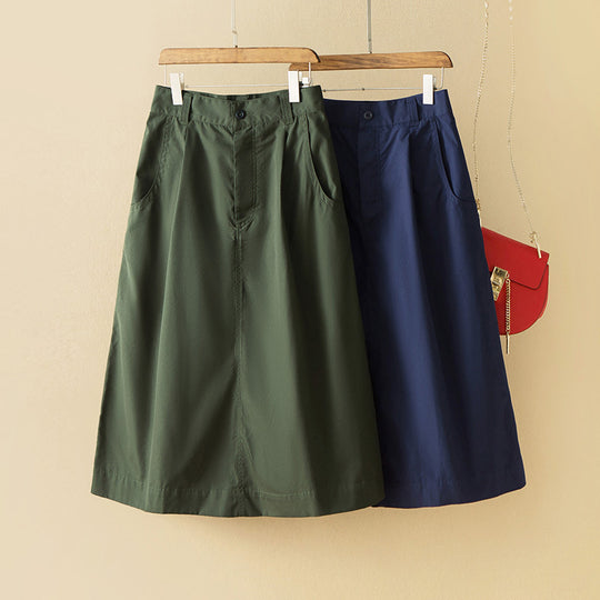 Damen Taillenhoher Midirock mit Eingrifftaschen, mittiger Naht und A‑Linie Nord Taschen