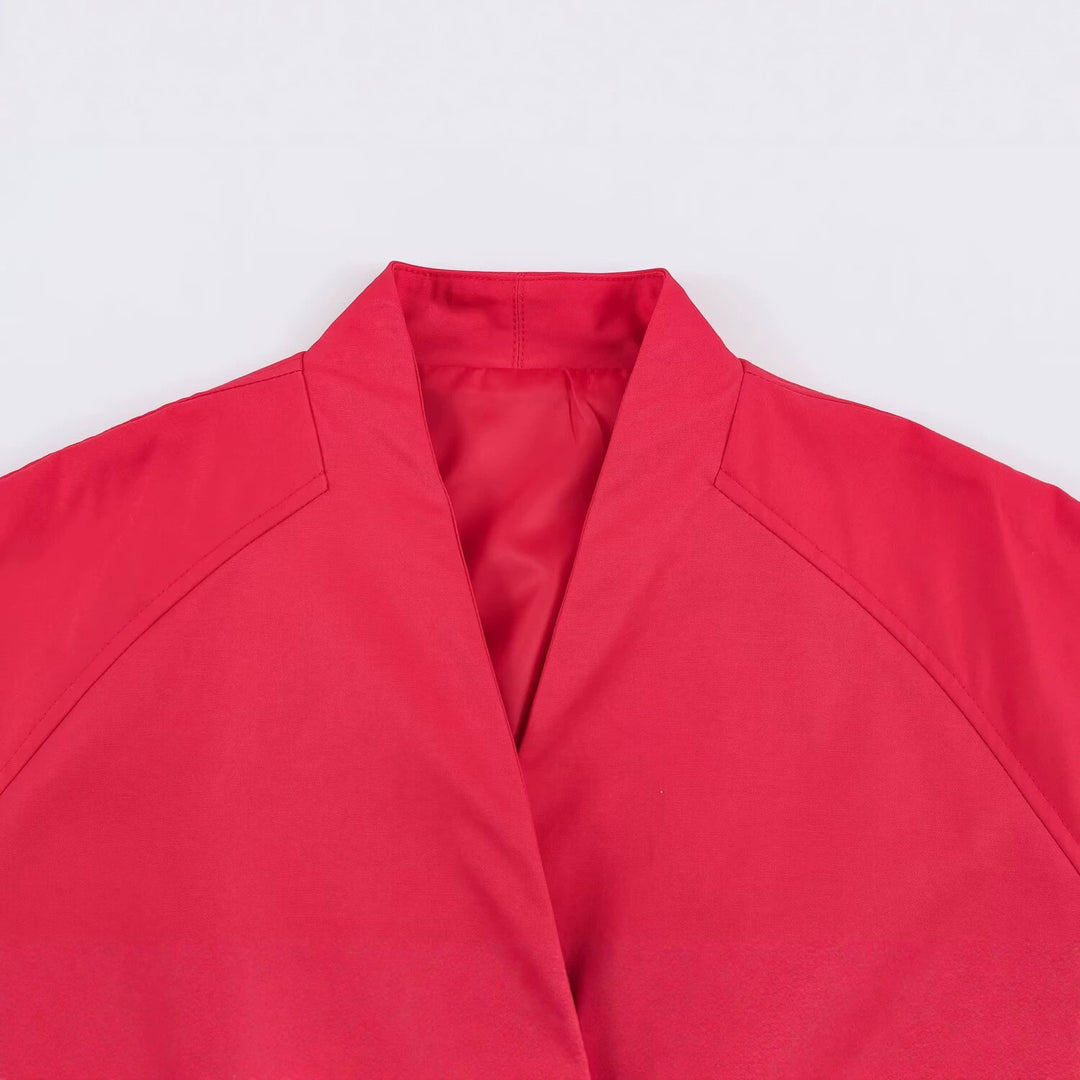 Damen Oversize-Kimono Kurzjacke mit Ballonärmeln und elastischem Saum Nord Taschen
