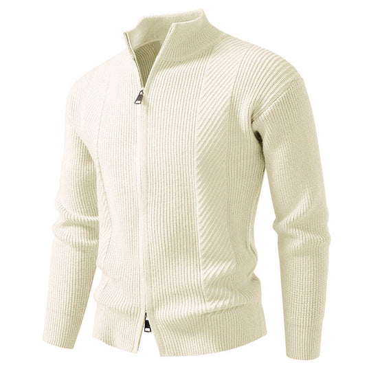 Herren modische Strickjacke mit Stehkragen und durchgehendem Reißverschluss