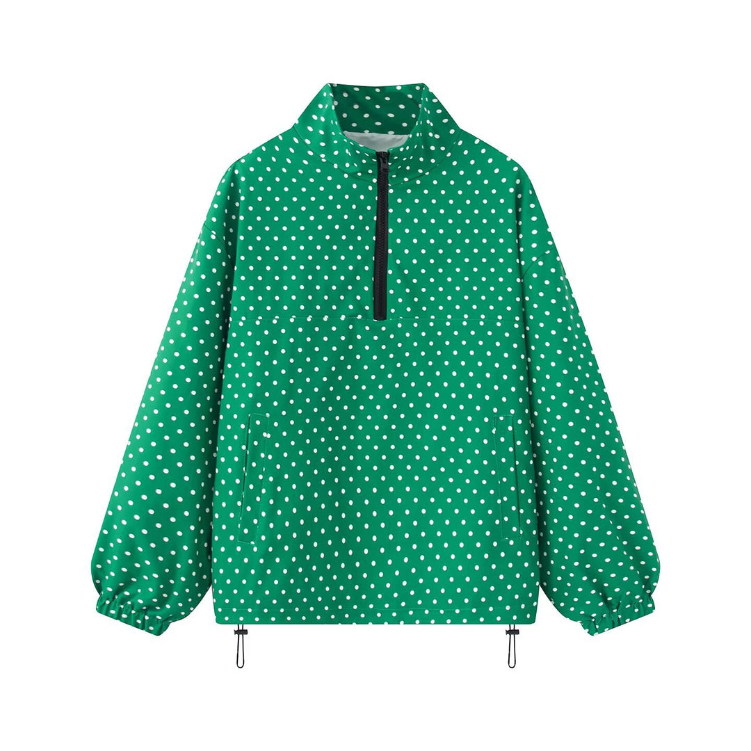 Damen Oversize Regenanorak mit Halbzip, Kängurutasche und Tunnelzugsaum Nord Taschen