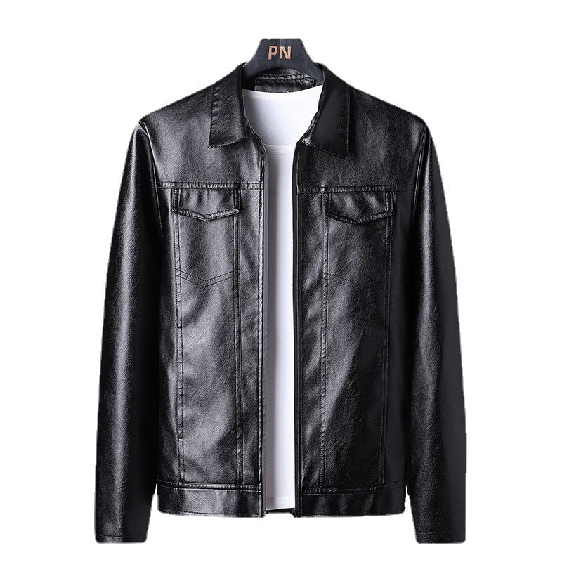 Herren Slim‑Fit Kunstleder‑Blouson im Retro‑Aviator‑Look mit Hemdkragen Nord Taschen