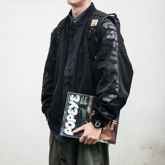 Unisex Leichte Oversize-Bomberjacke aus Nylon mit reflektierenden Ärmeln und Rippbündchen Nord Taschen