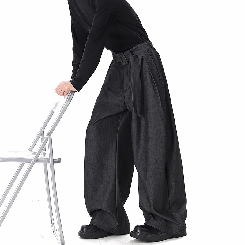 Damen Weite Paperbag-Hose mit hohem Bund, Falten und Taillengürtel Nord Taschen