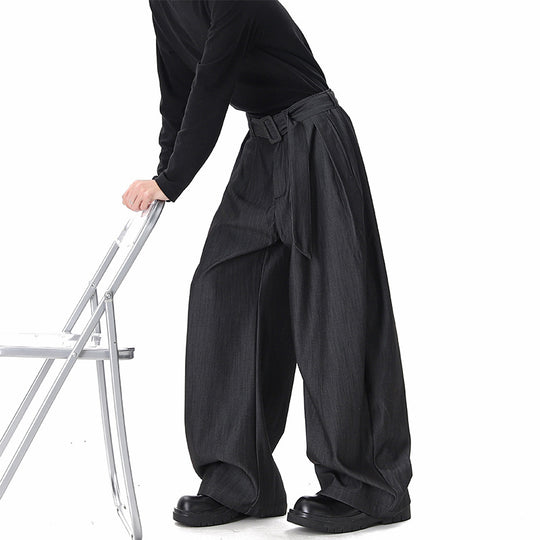 Damen Weite Paperbag-Hose mit hohem Bund, Falten und Taillengürtel Nord Taschen