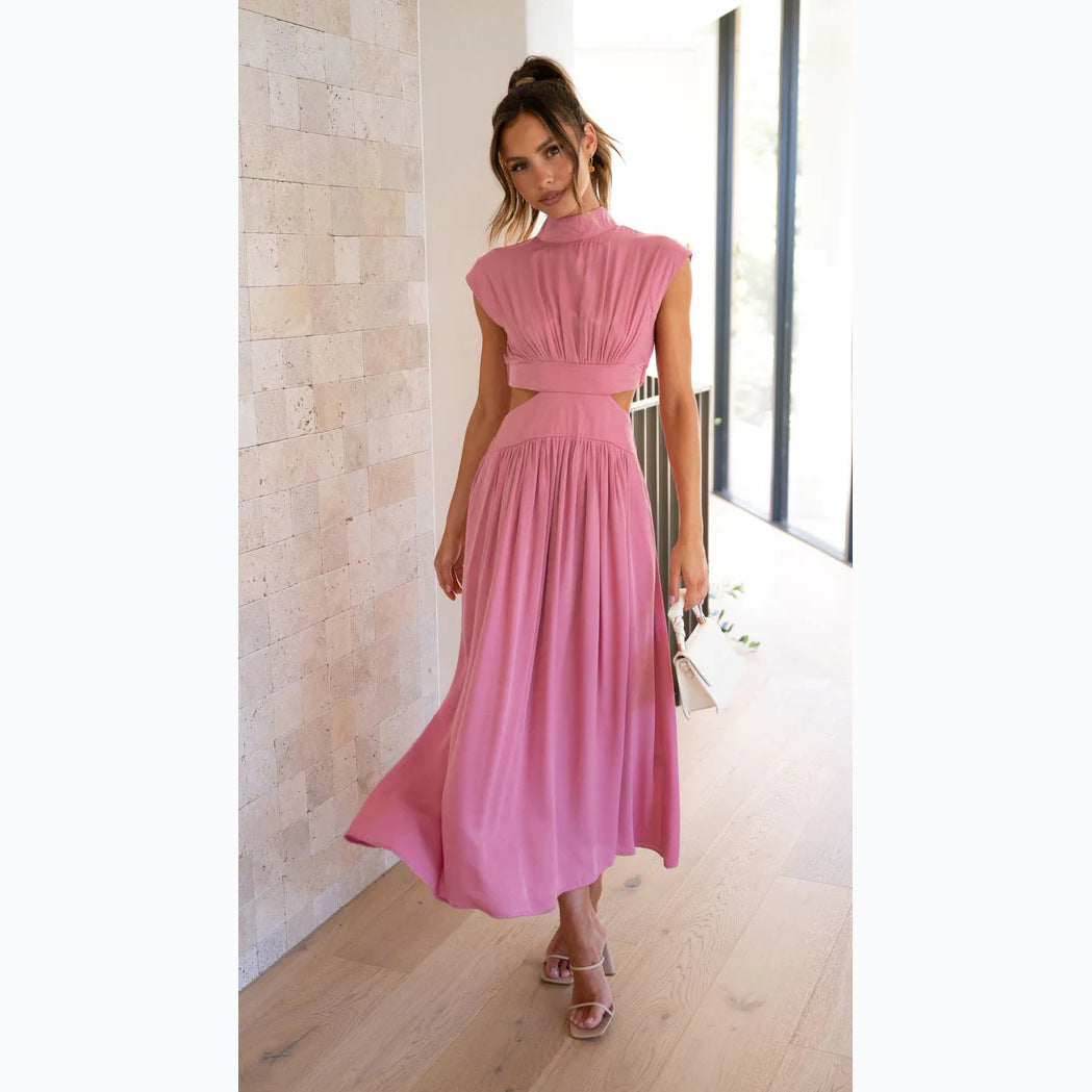 Damen Maxikleid mit kreativem Schnitt und tailliertem Design