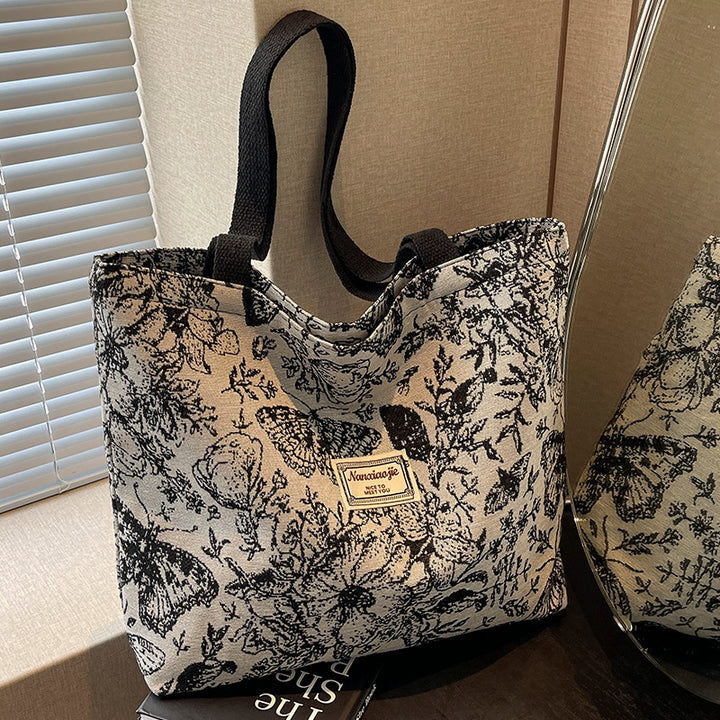 Damen Jute-Handtasche mit floralem Design Nord Taschen