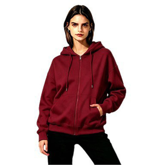 Damen Weicher Kapuzenpullover mit durchgehendem Reißverschluss Nord Taschen