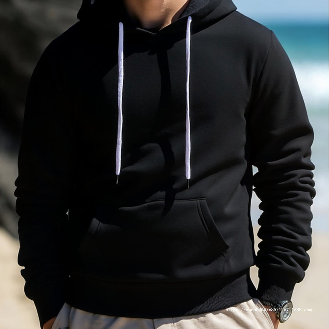 Herren Kapuzenpullover aus French‑Terry mit Kängurutasche & geripptem Saum Nord Taschen