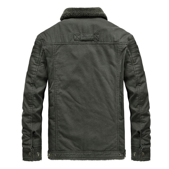 Herren robuster Canvas-Fieldblouson mit wärmender Sherpa-Innenlage und Hemdkragen Nord Taschen