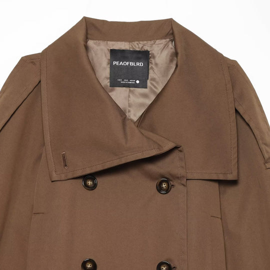 Damen Kurz-Trenchjacke im Cropped‑Schnitt mit doppelreihiger Knopfleiste und Taillengürtel Nord Taschen