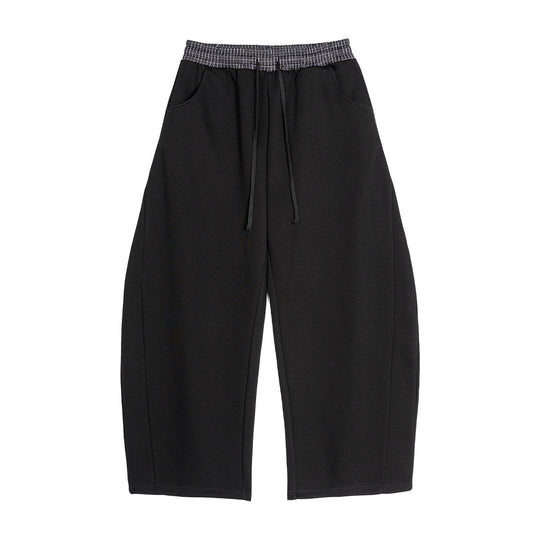 Damen Weite Cropped-Sweathose mit tiefem Schritt, Kordelzug und kontrastierendem Bund Nord Taschen