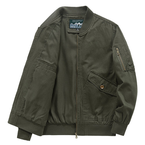 Herren leichter Canvas‑Bomber im Pilotencut mit Zip‑Ärmeltasche und schräg aufgesetzten Pattentaschen Nord Taschen
