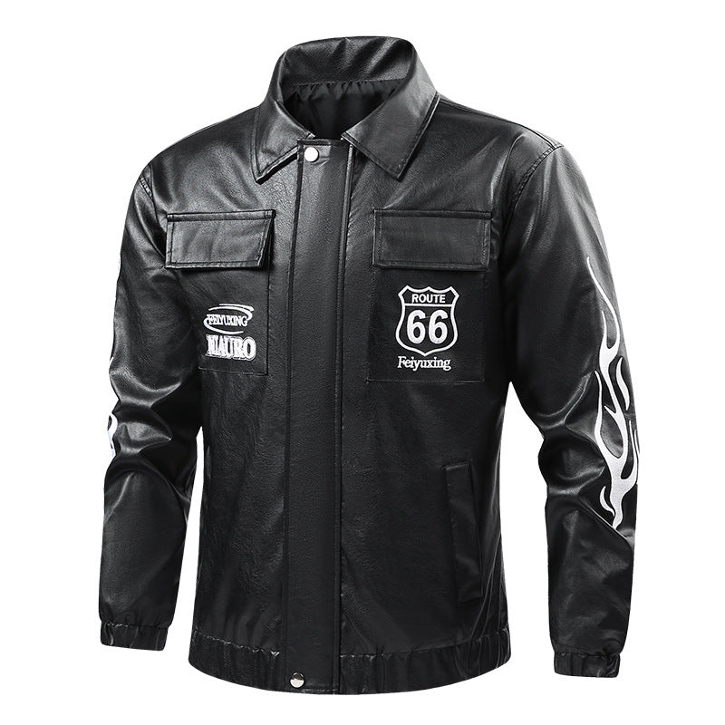 Men's  patch-detail street-style zip-up jacket with stand collar and graphic sleeve prints Nord Taschen