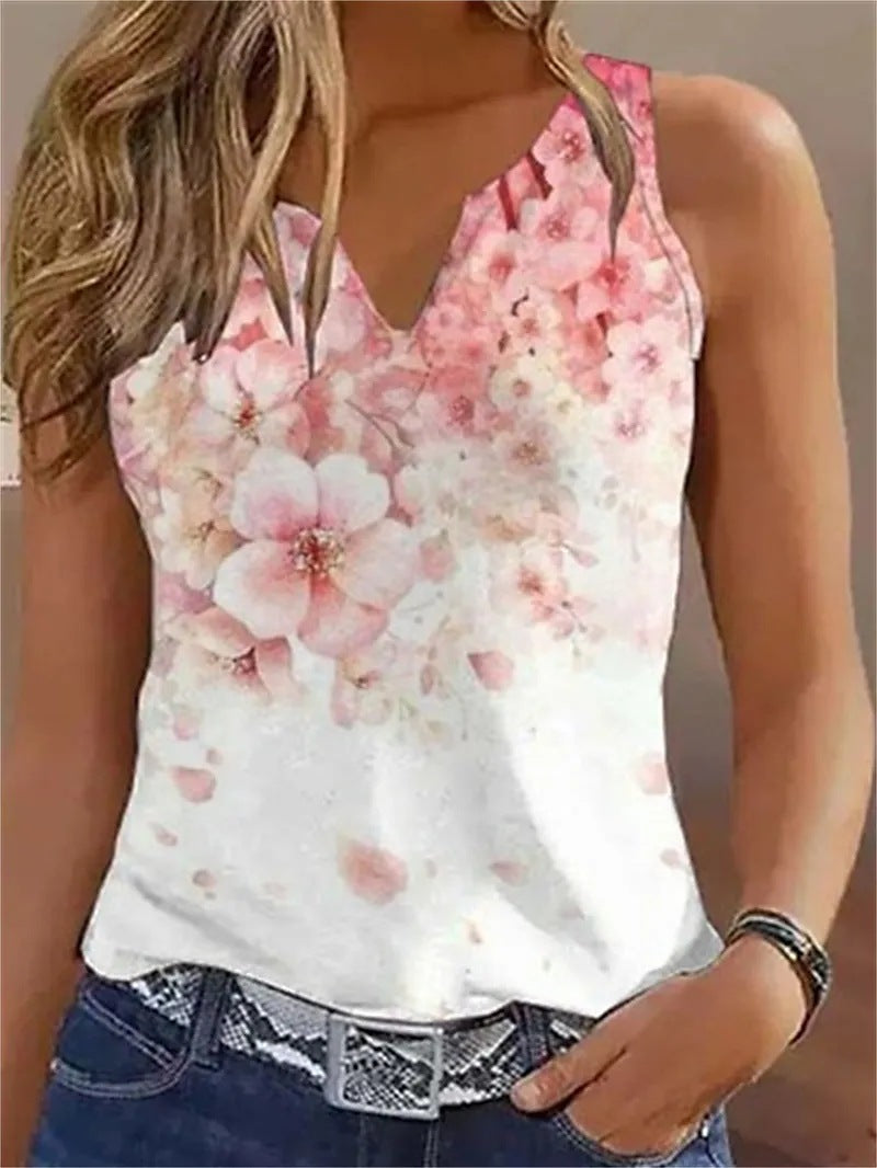 Damen ärmelloses Blusenshirt mit floralem Design