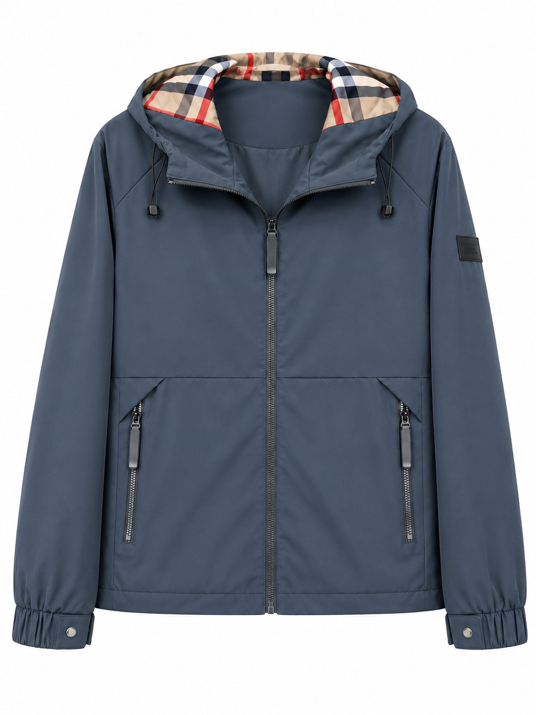 Herren leichte winddichte Softshell‑Kapuzenjacke mit kariert gefütterter Kapuze Nord Taschen