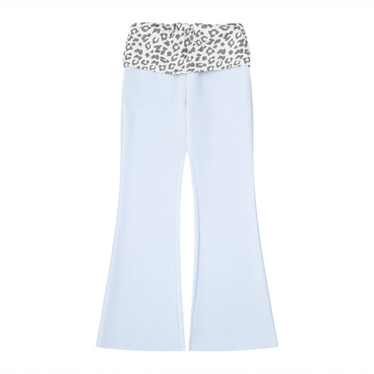 Damen Weite Jersey-Loungehose mit ausgestelltem Schlag und umgeschlagenem Leo-Bund Nord Taschen