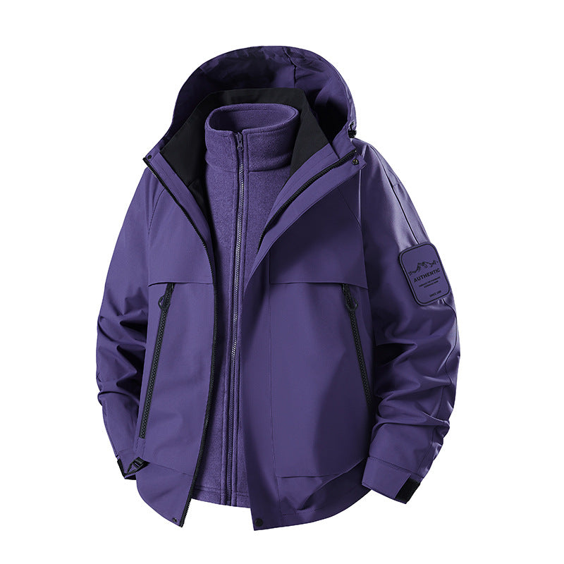 Herren multifunktionale Wasserfeste Softshell-Regenjacke mit abnehmbarer Fleece-Innenjacke Nord Taschen