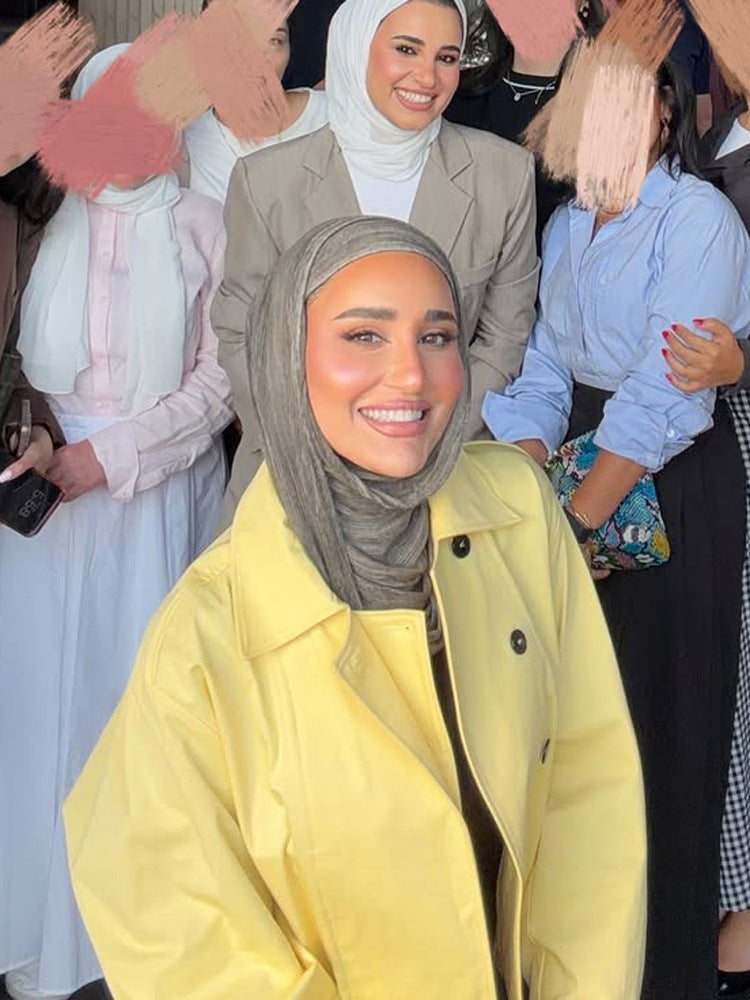 Damen Leichter Regen-Trench mit Doppelreiher, kastiger Oversize-Silhouette und Hemdkragen Nord Taschen
