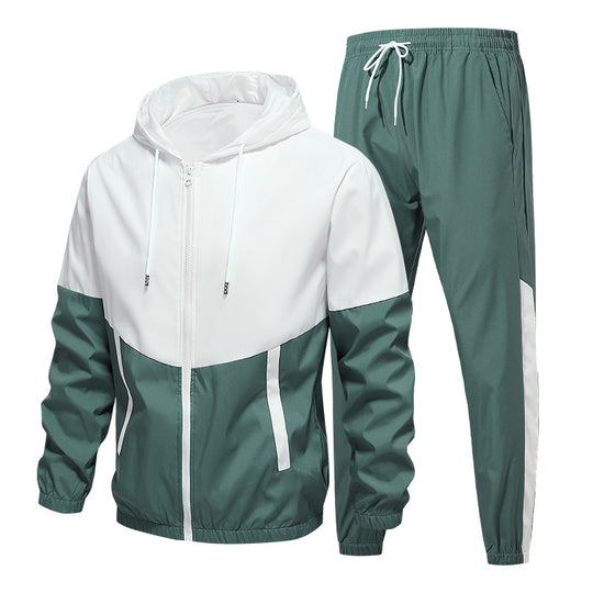Herren Zweiteiliges Trainingsset mit Kapuzen-Windbreaker und tapered Jogginghose Nord Taschen