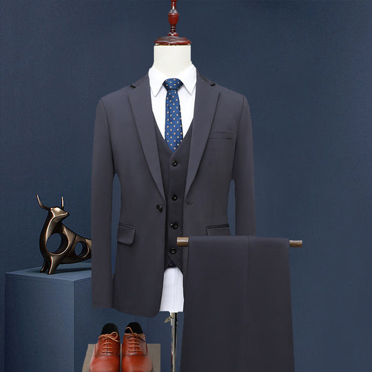 Herren Slim-Fit Dreiteiliger Business-Anzug mit Weste und schlanker Anzughose Nord Taschen