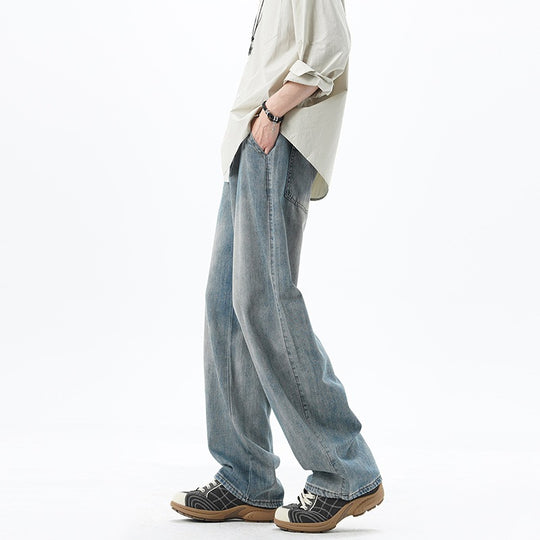 Herren Weite Denim-Jeans mit Vintage-Waschung und tiefem Schritt Nord Taschen