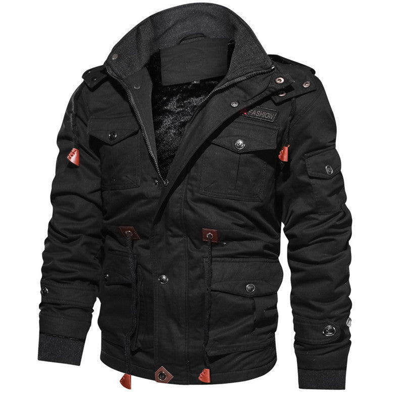 Herren Multifunktionaler Canvas-Zwischenlagenparka mit Teddyfleece-Innenlage und Utility-Taschen Nord Taschen