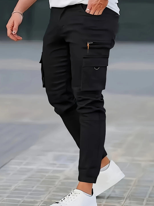 Herren Tapered Cargo-Jogginghose mit Reißverschluss- und Klappentaschen Nord Taschen