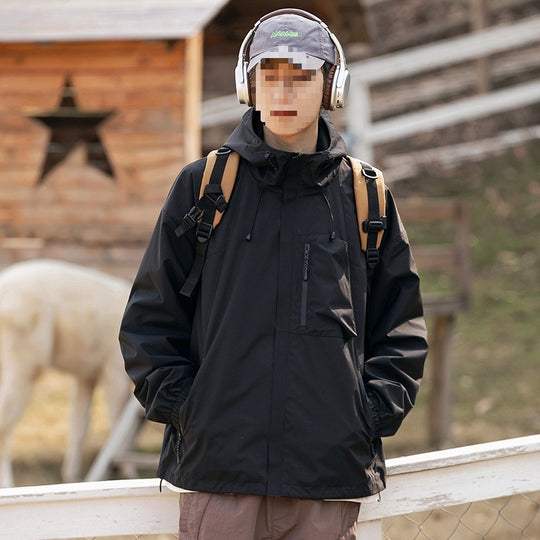 Damen technische Oversize-Outdoorjacke mit Kapuze, wasserabweisender Hülle & Kordelzug Nord Taschen