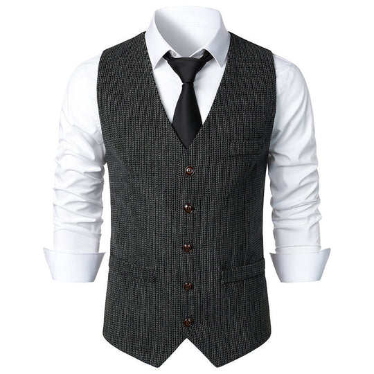 Herren Taillierte Strickweste mit V‑Ausschnitt und durchgehender Knopfleiste Nord Taschen
