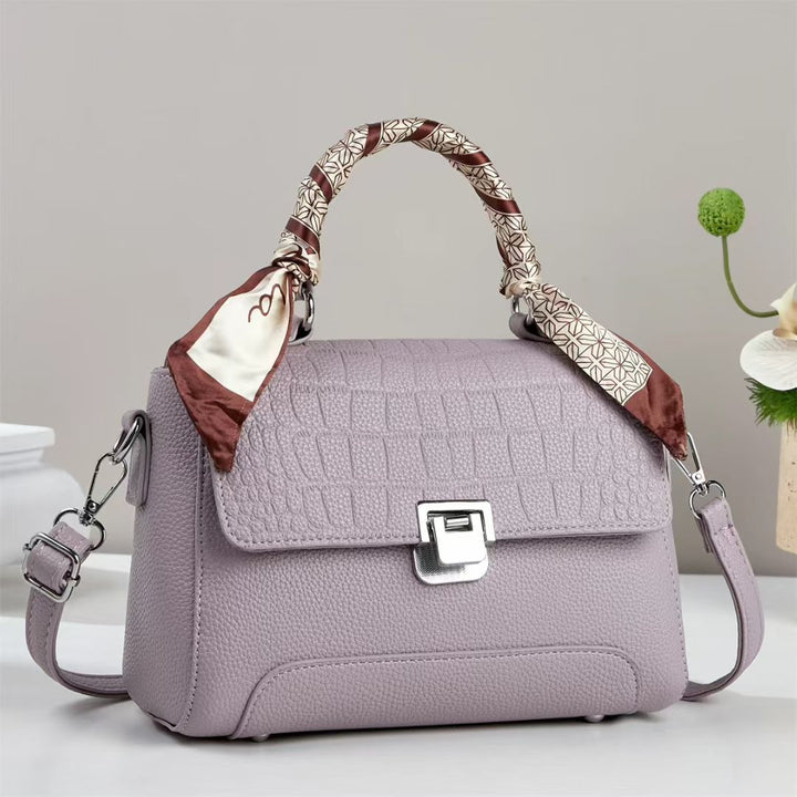 Damen elegante Handtasche mit abnehmbarem Tragegurt und dekorativem Schal Nord Taschen